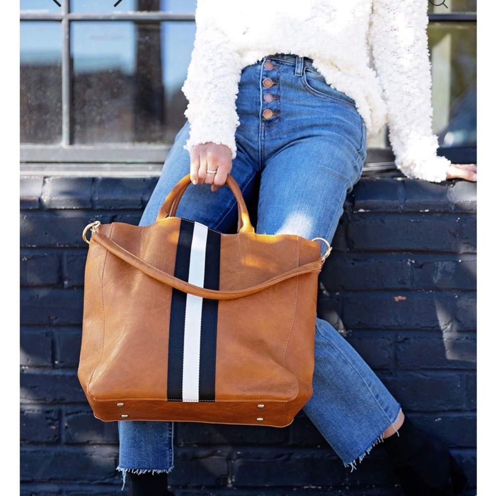 Large Motherchic striped tote